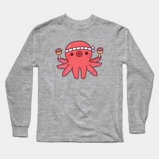 Cute Octopus With Japanese Takoyaki Long Sleeve T-Shirt